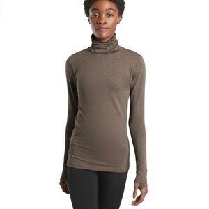Athleta Tan Flurry Blizzard Turtleneck Long Sleeve Active Top Size Small